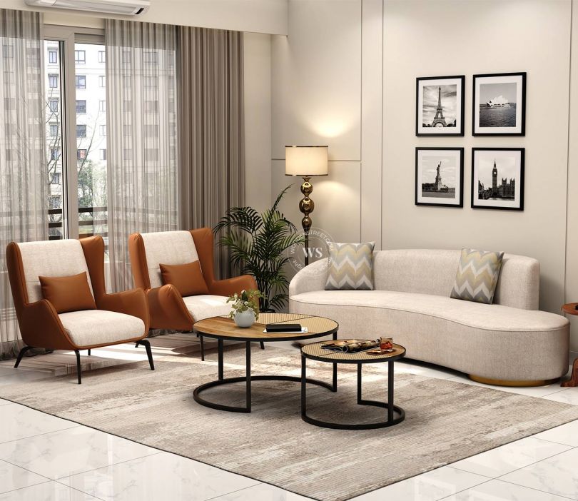 Alaska 3 Seater Living Room Sofa Set with 2 Lounge Chairs