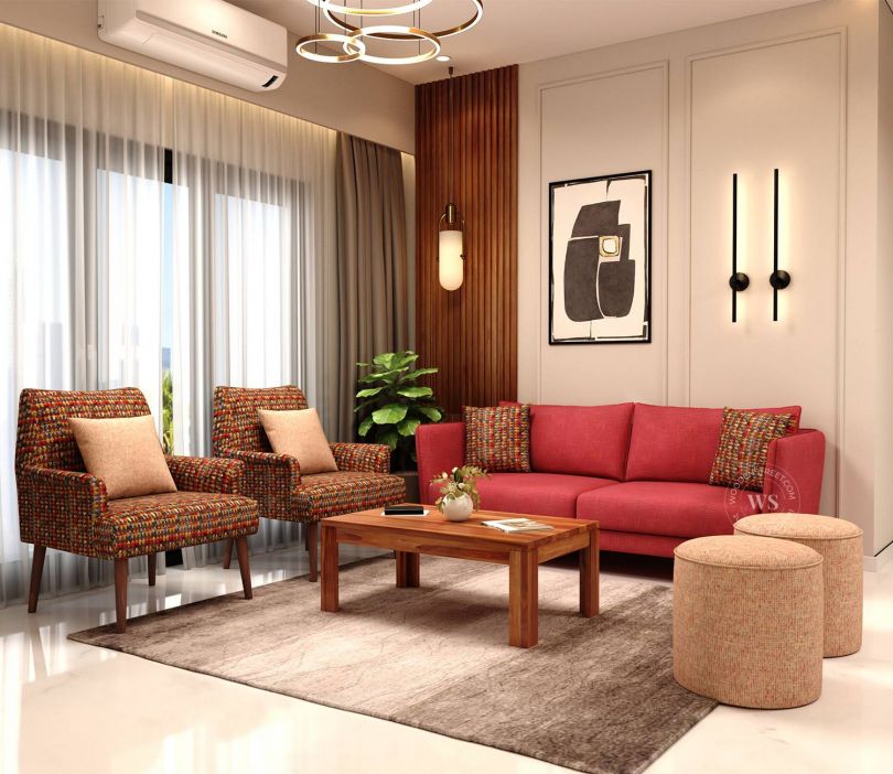 Apolo 3 Seater Living Room Sofa with 2 Lounge Chairs (Blush Collection)