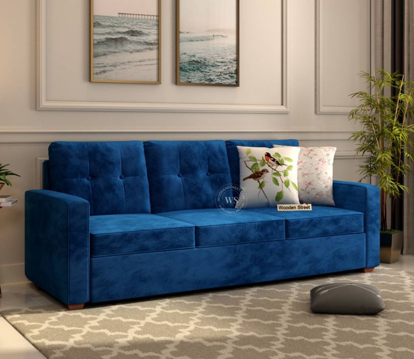Nicolas 3 Seater Sofa (Velvet Indigo Blue)