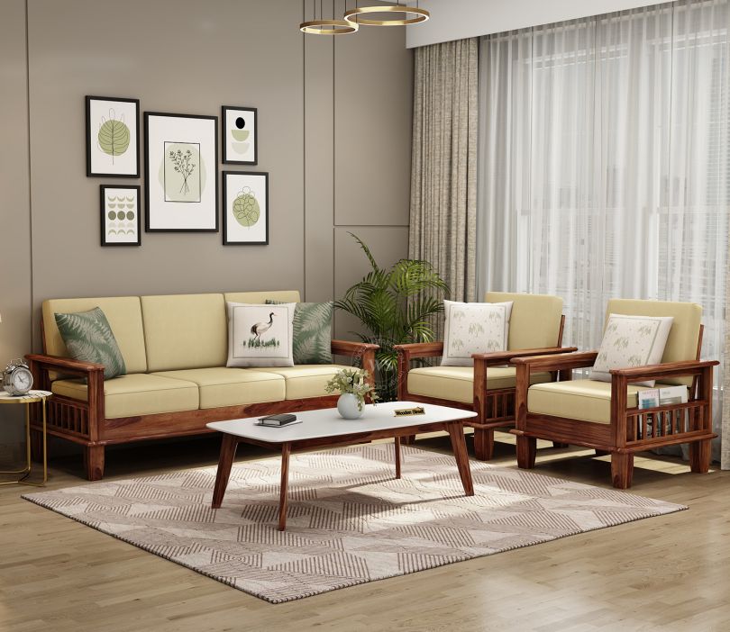 Quartz Wooden Sofa Set (Honey Irish Cream)