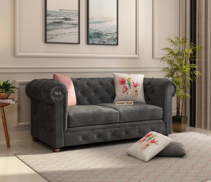 Henry 2 Seater Sofa (Velvet Graphite Grey)