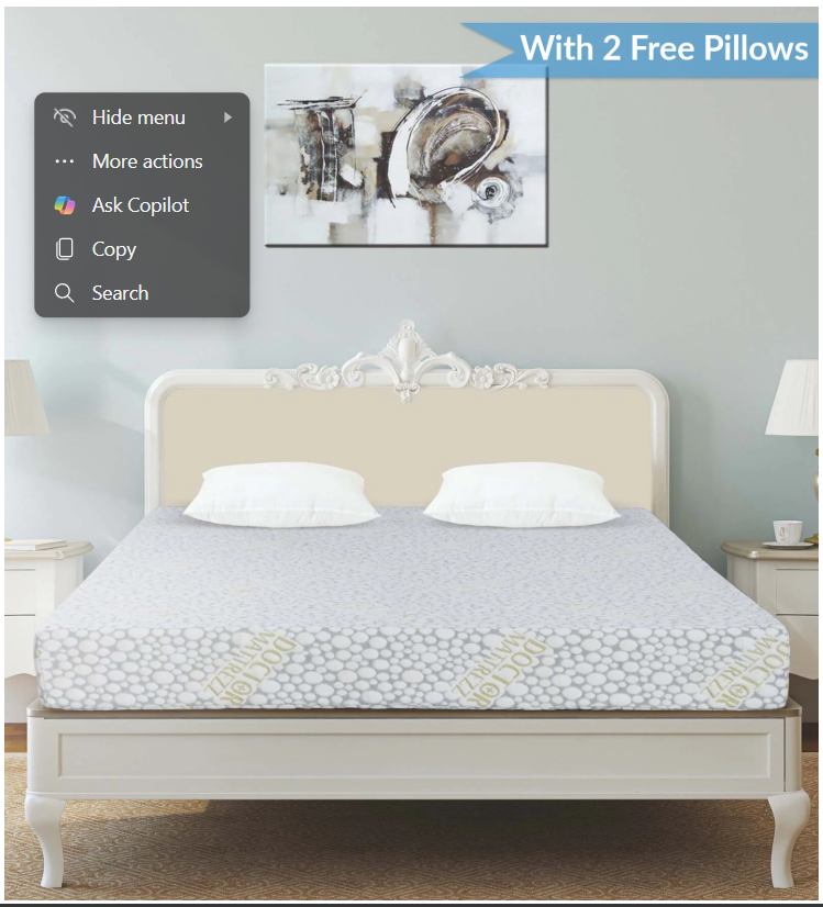 Viscotech Orthopedic 8 inch Memory Foam King Size Mattress (With 2 Free Pillows)