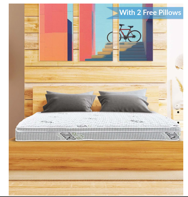 Platinum Orthopedic Euro Top 8 Inch Memory Foam With Spring King Size Mattress (With 2 Free Pillows)
