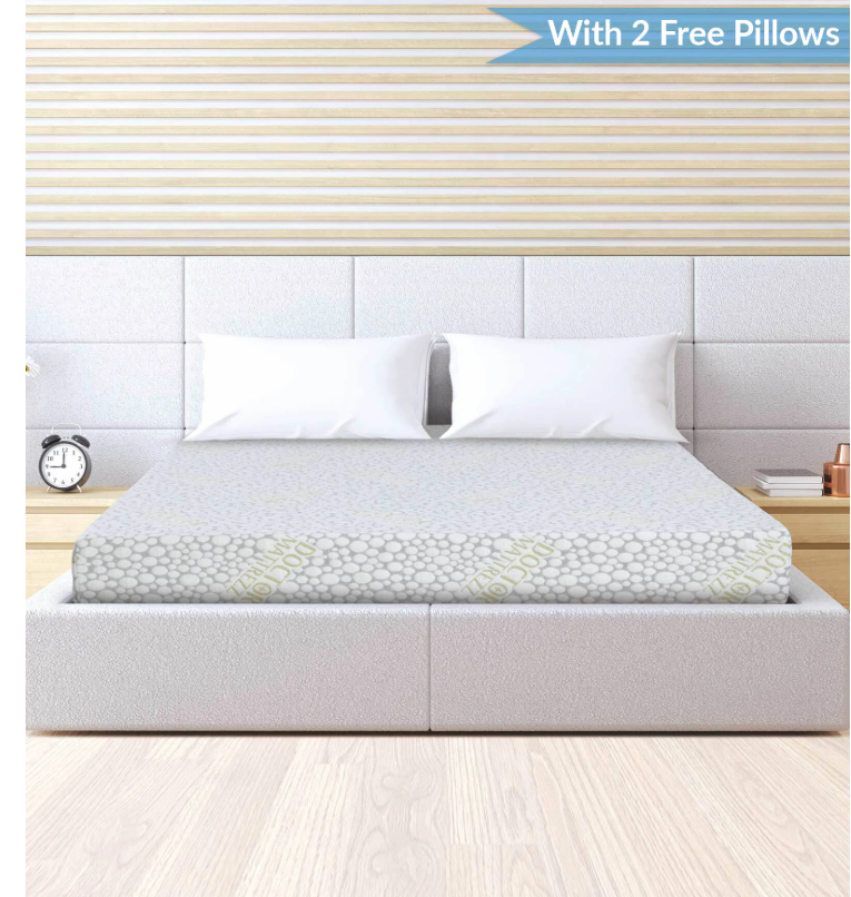 Latextech Orthopedic 8 Inches Rebonded & Latex Foam Mattress In King Size (With 2 Free Pillows)